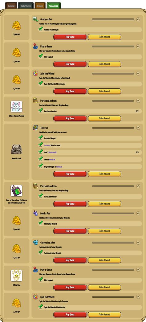 neopets dailies|Daily And Weekly Quests .